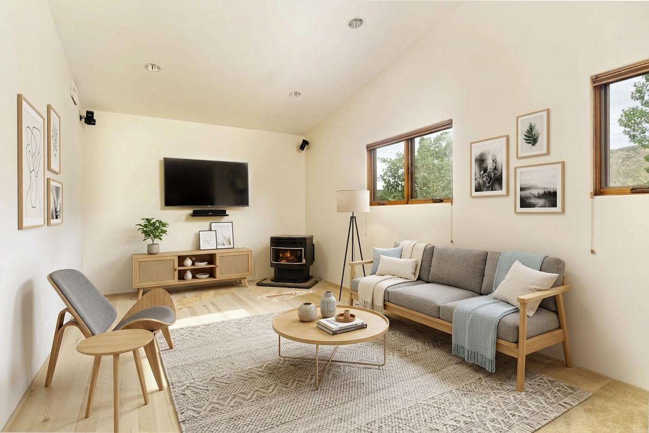 Spacious living room with mountain contemporary design